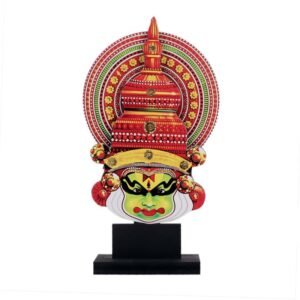 Handcrafted Kathakali Face Stand Traditional Indian Home Decoration & Unique Showpiece for Home Decor, Office Desk, Room Aesthetic & Housewarming Gifts 10 X 6 X 21 CM